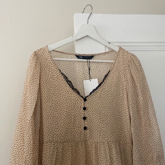 Zara Puff Sleeve Babydoll Mini Dress - Picture 2 of 5